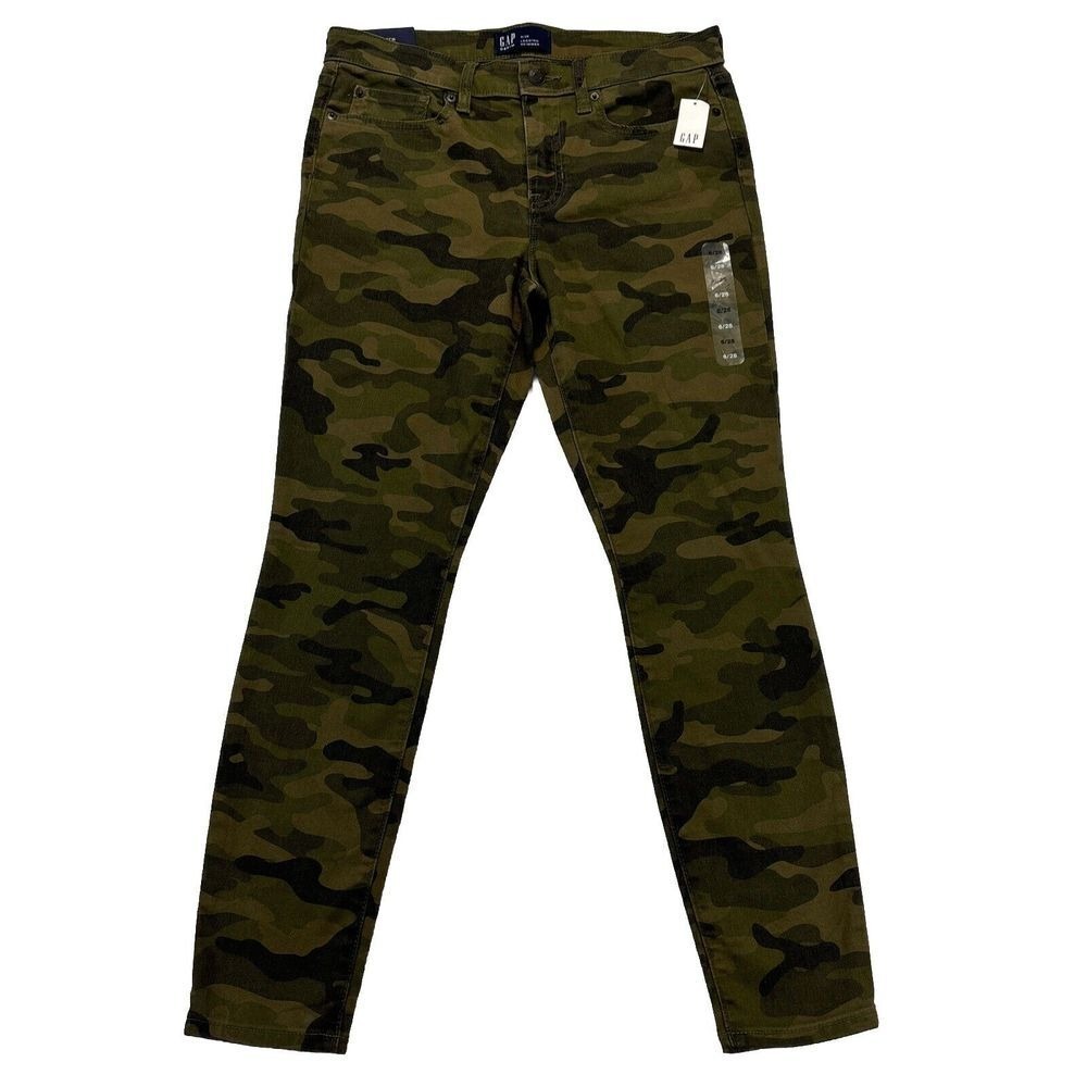 NWT Gap Denim Pants Womens 6/28 Leggings Skimmer Camouflage Camo Stretch Army